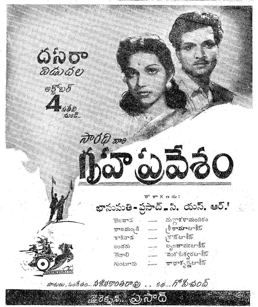 Gruhapravesam (1946): Legendary L V Prasad’s Debut Film #TeluguCinemaHistory